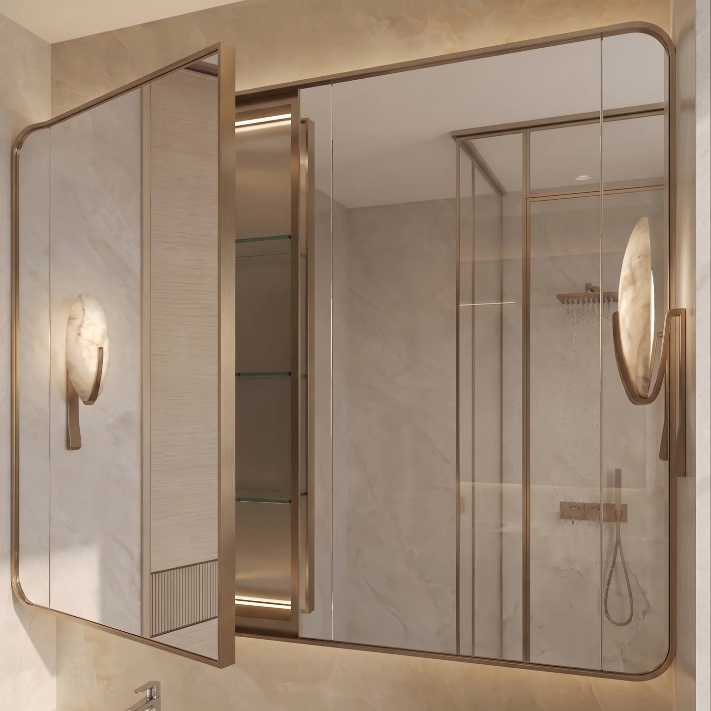 Wall Mounted Bathroom Vanity Set with LED Mirror 80cm