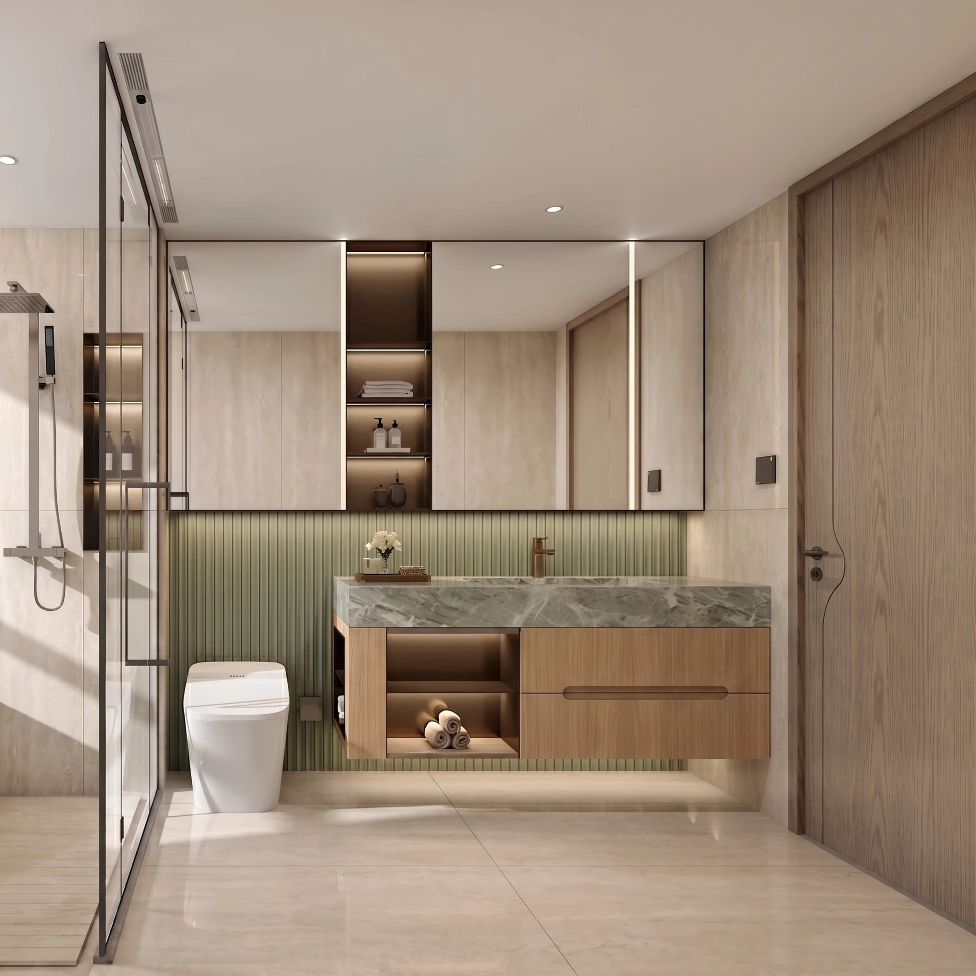 Wall Mounted Bathroom Vanity Set with LED Mirror 80cm