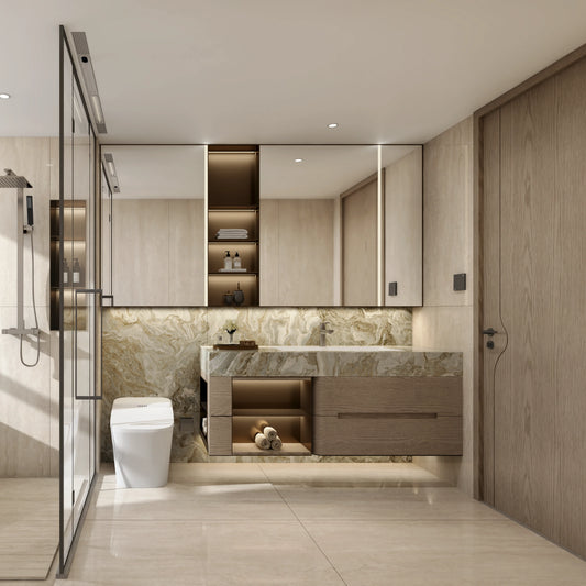 Wall Mounted Bathroom Vanity Set with LED Mirror 80cm