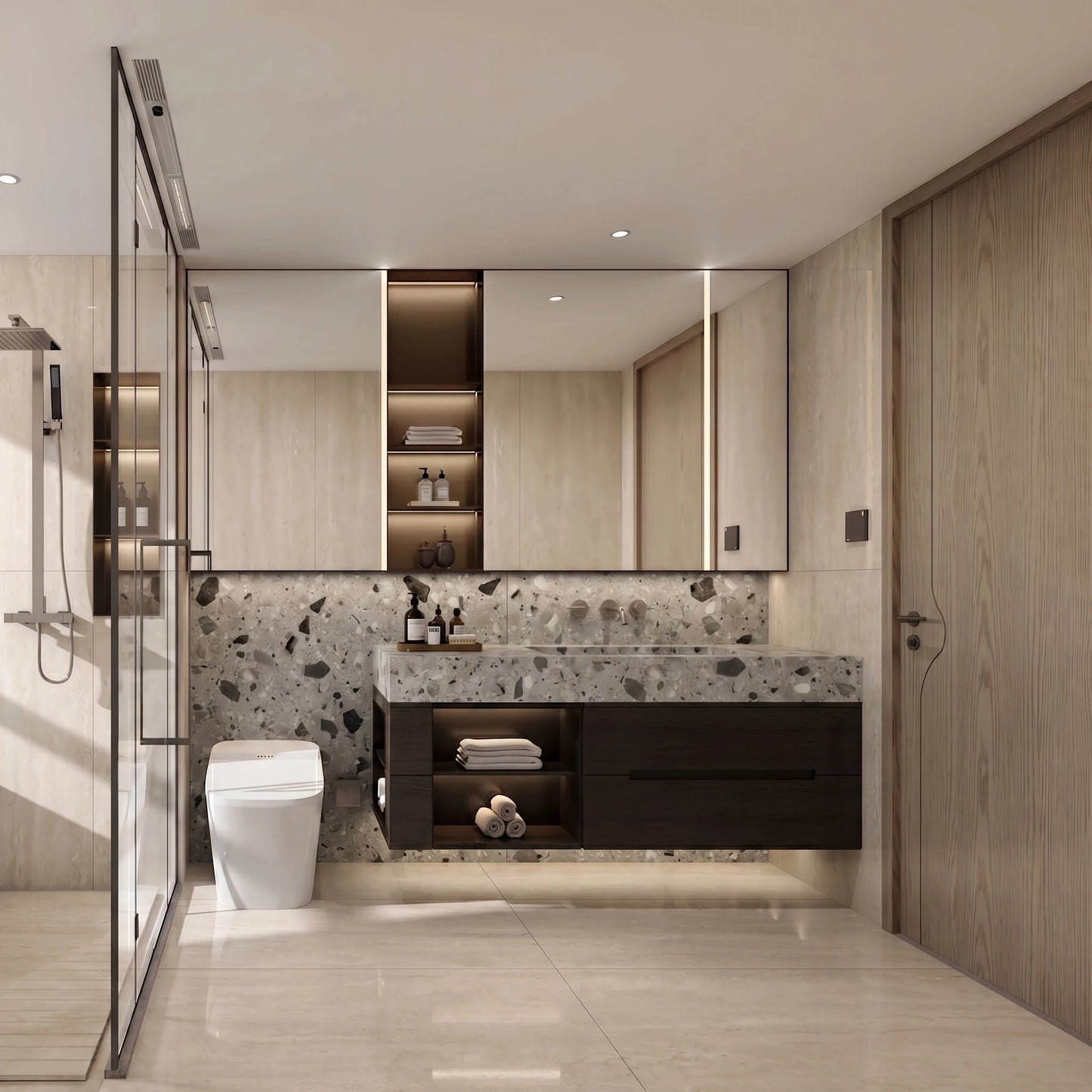 Wall Mounted Bathroom Vanity Set with LED Mirror 80cm
