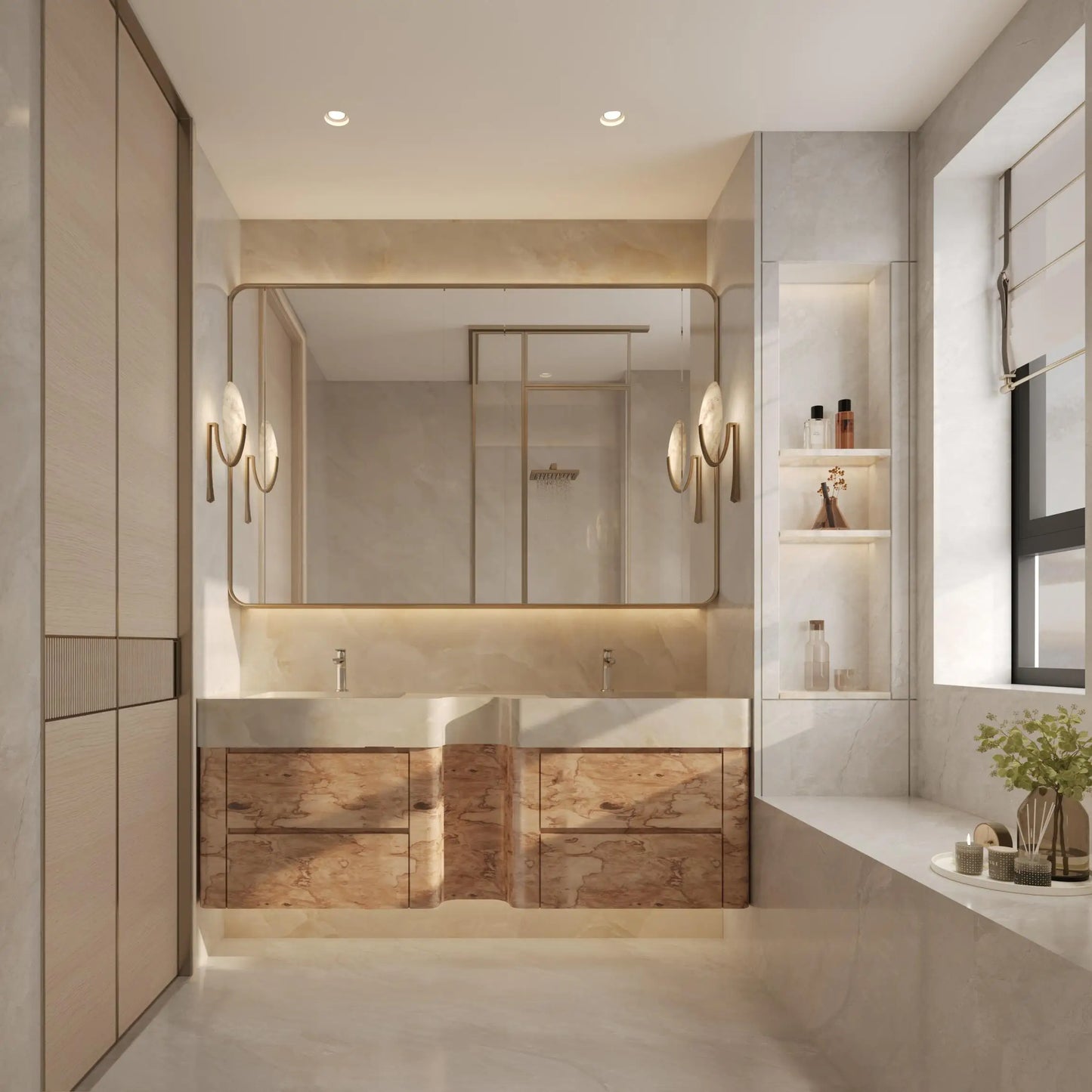 Wall Mounted Bathroom Vanity Set with LED Mirror 80cm