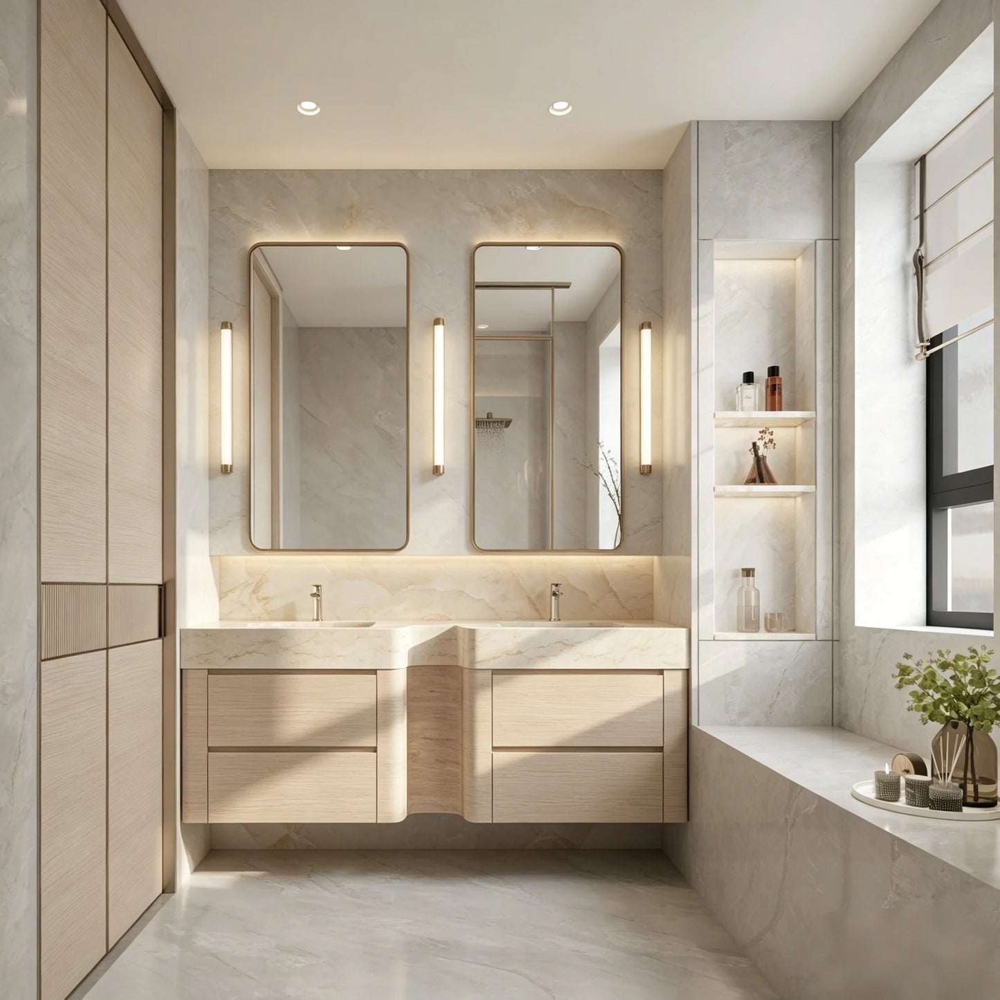 Wall Mounted Bathroom Vanity Set with LED Mirror 80cm
