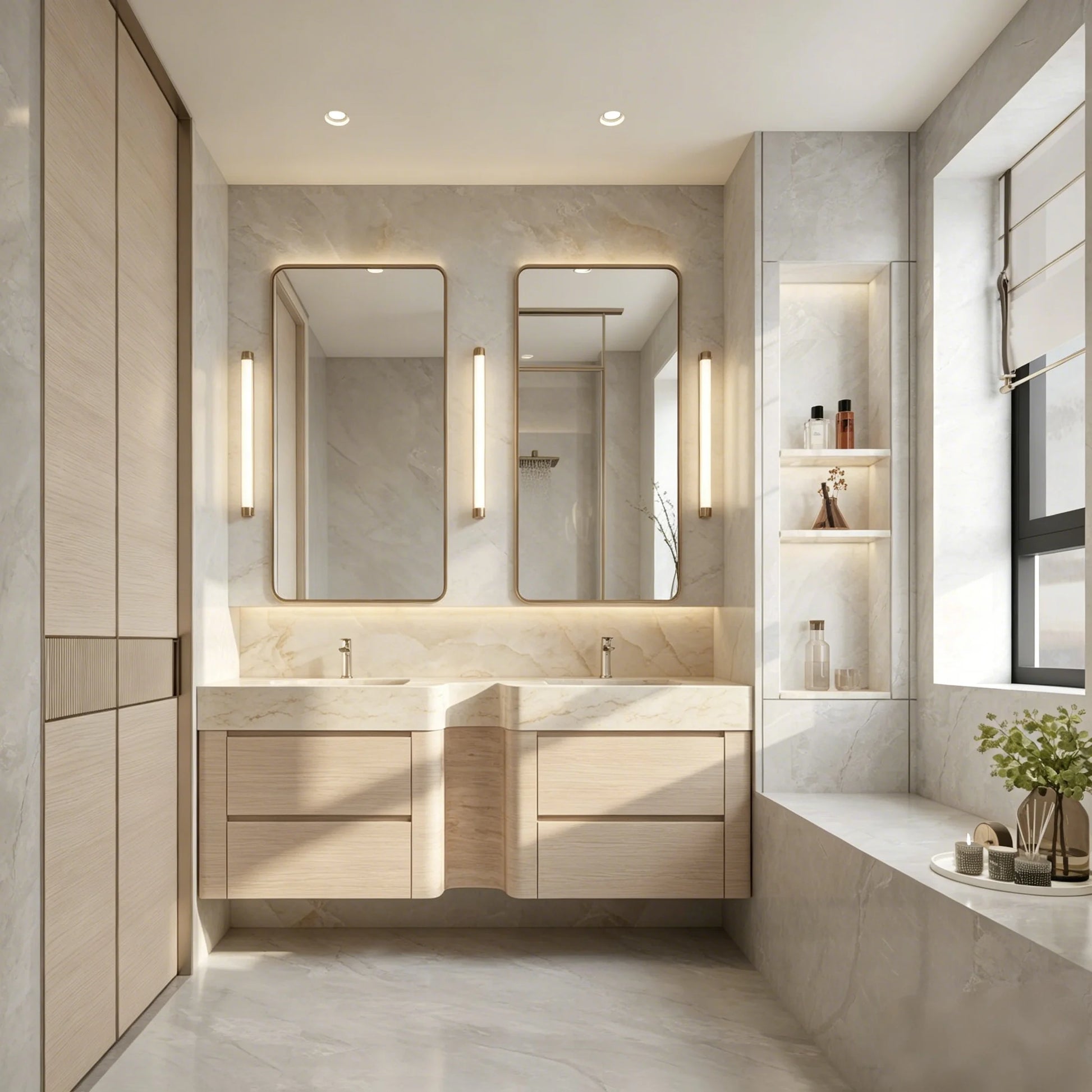 Wall Mounted Bathroom Vanity Set with LED Mirror 80cm