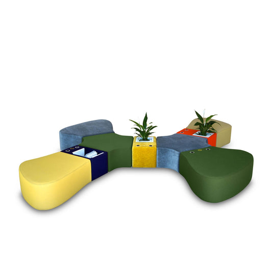 Sir-Pent Sectional Sofa – Sinuous Modular Multicolor Fabric by Adrenalina