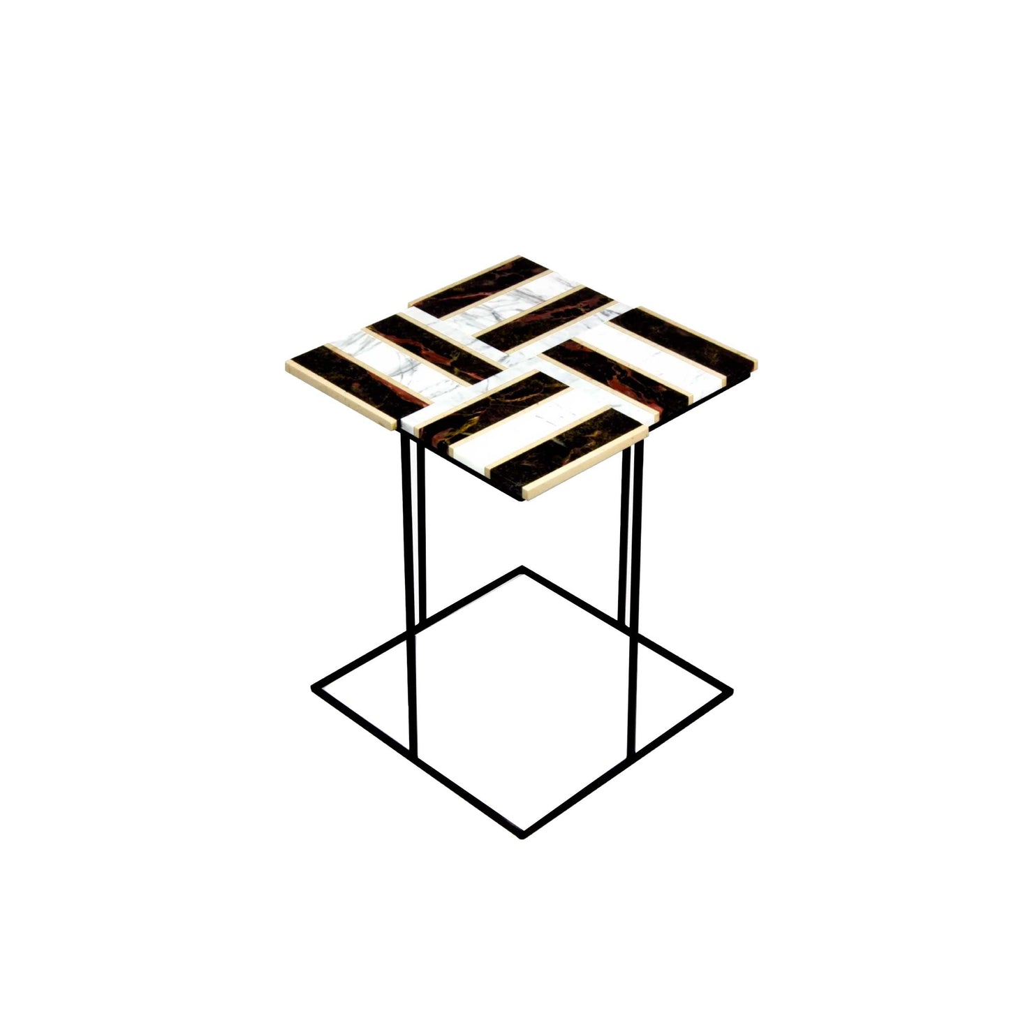 Luxury INTARSIO Marble Side Table Modern Italian Style for Villa