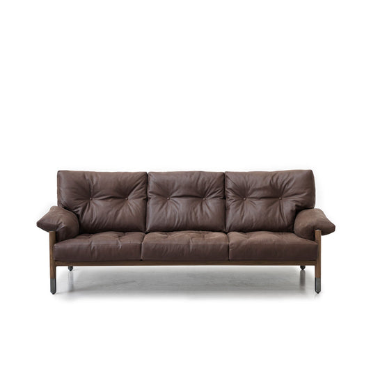 Sella Three-Seater Sofa – Leather & Walnut Italian Designer Furniture