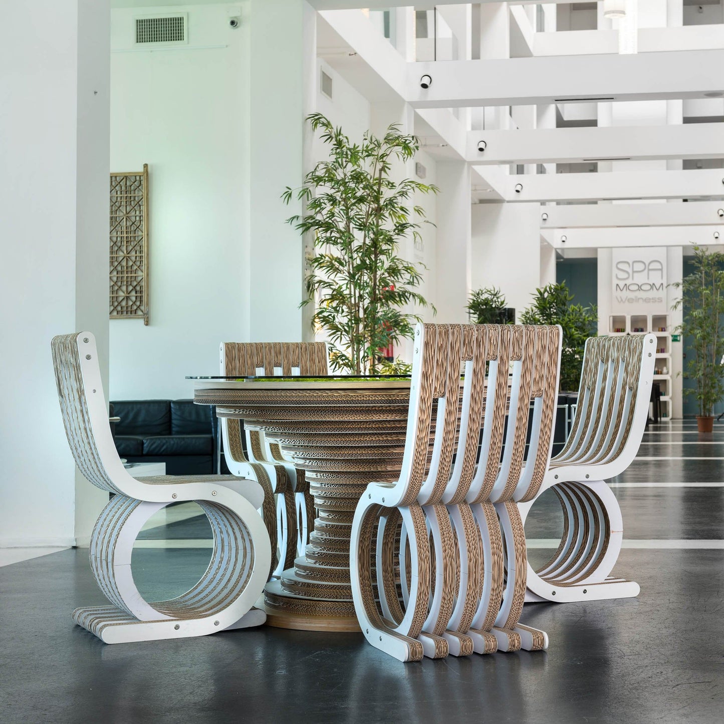 Armchair Twist – Circular Cardboard Structure in White by Lessmore – Italian