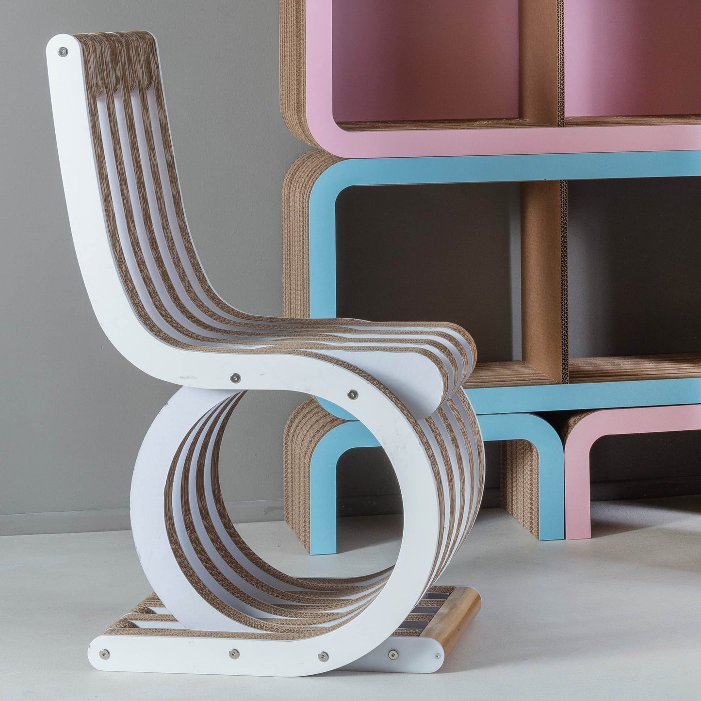 Armchair Twist – Circular Cardboard Structure in White by Lessmore – Italian