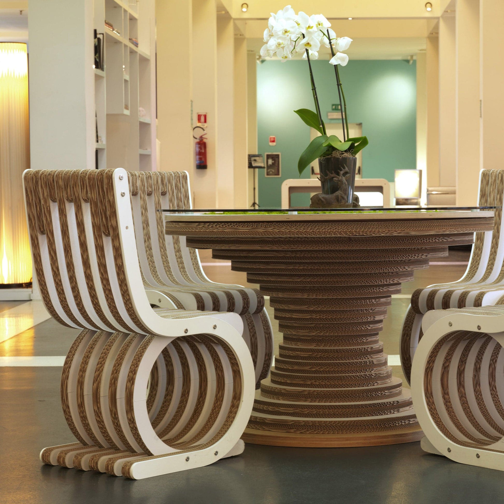 Armchair Twist – Circular Cardboard Structure in White by Lessmore – Italian