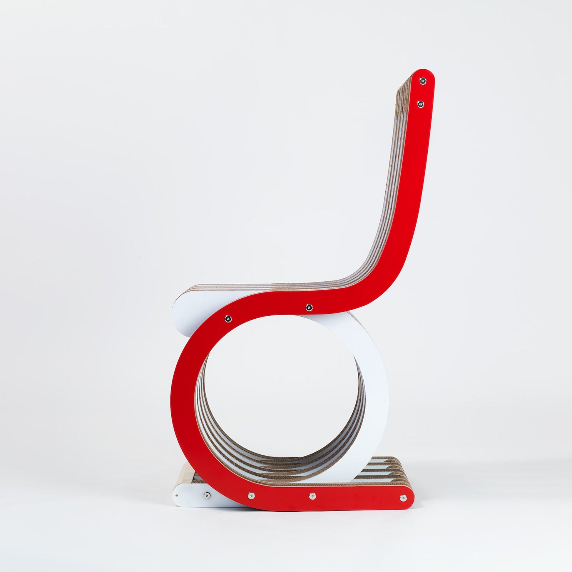 Twist Dining Chair – Lacquered Red Cardboard Statement Piece by Lessmore