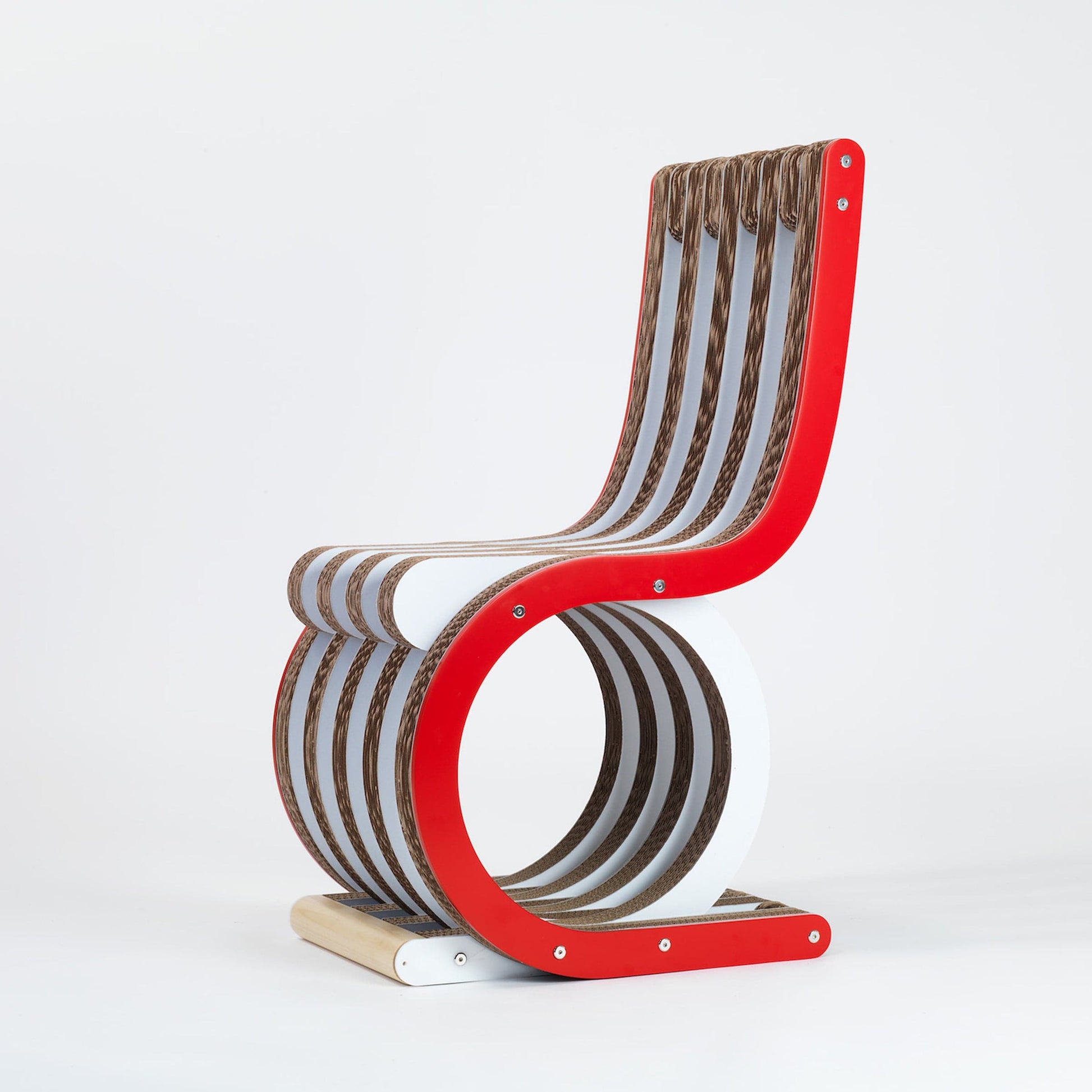Twist Dining Chair – Lacquered Red Cardboard Statement Piece by Lessmore