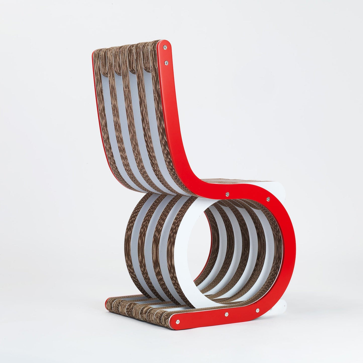 Twist Dining Chair – Lacquered Red Cardboard Statement Piece by Lessmore