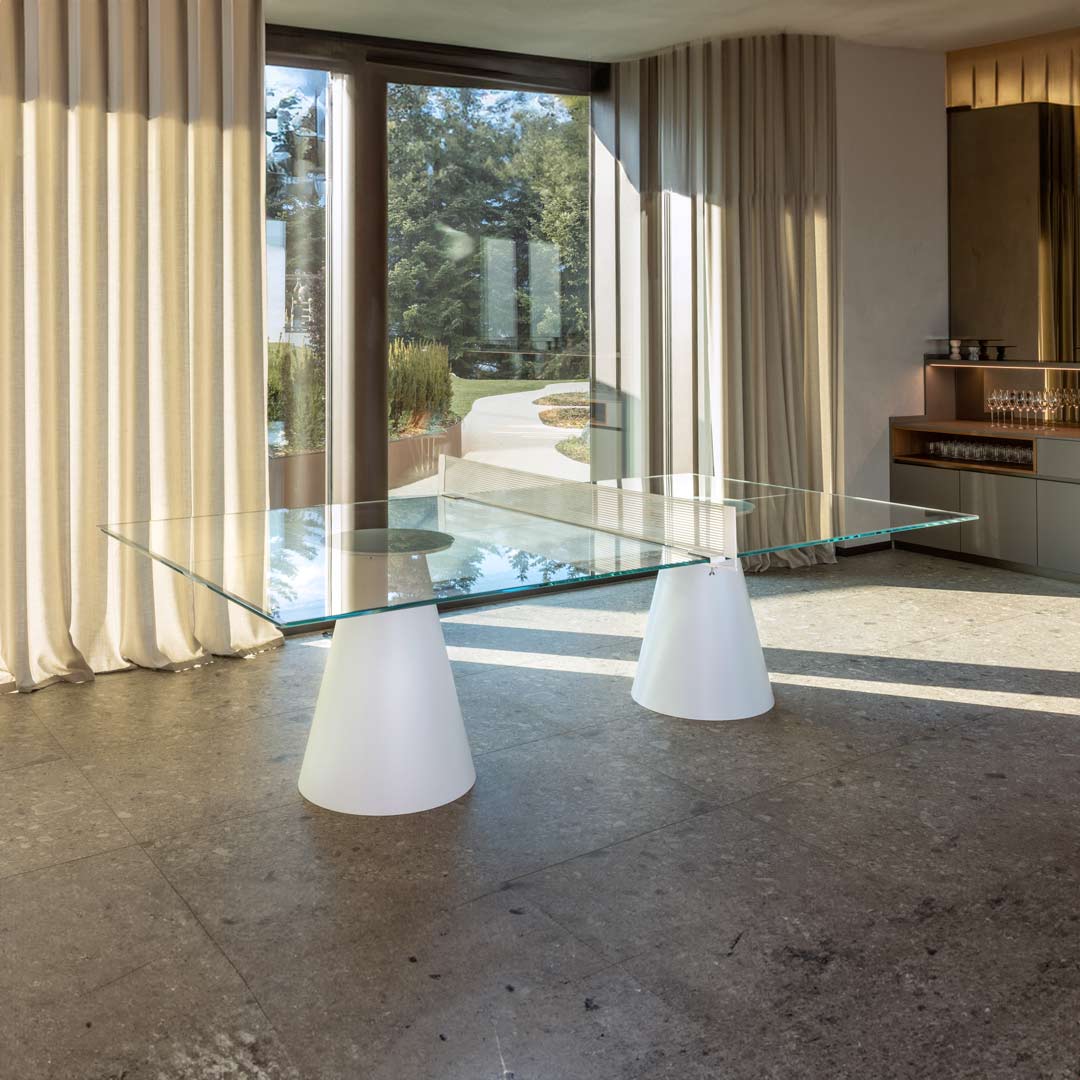Dada Glass Convertible Table Tennis – Italian Designer Glass Statement Piece