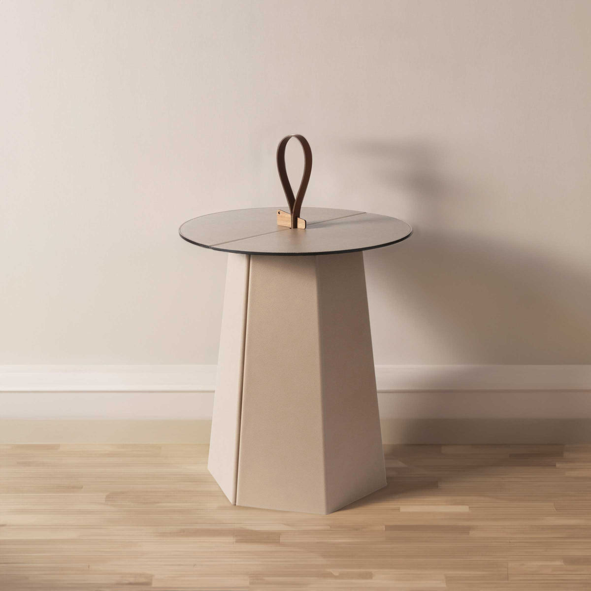 Luxury AILE Leather Folding Side Table Modern Italian Style for Villa
