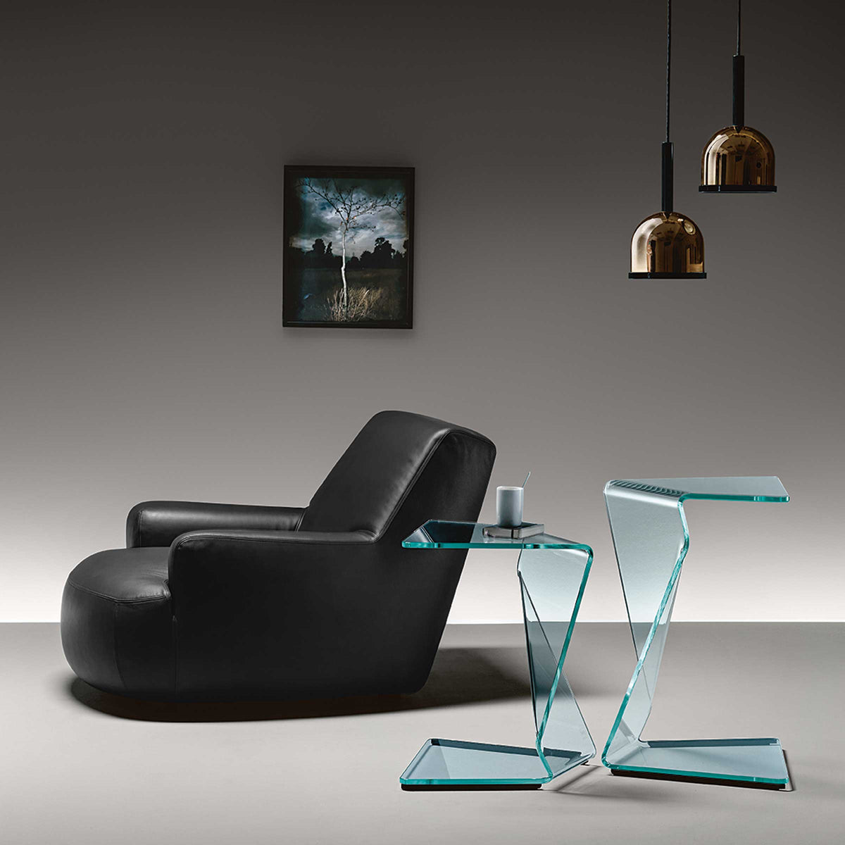 Luxury SIGMY Curved Glass Side Table Modern Italian Style for Villa