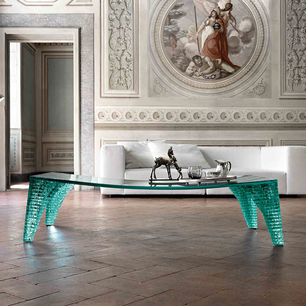 Luxury ATLAS Glass Coffee Table Modern Italian Style for Villa