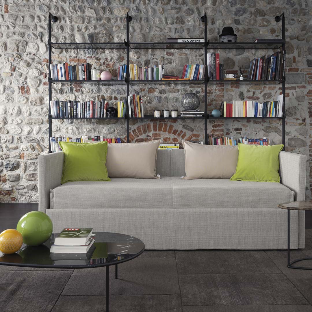 Trundle Bed ISOLOTTO by Orizzonti Design Center for Horm – Italian Designer Sofa Bed in Fabric or Eco-Friendly Leather