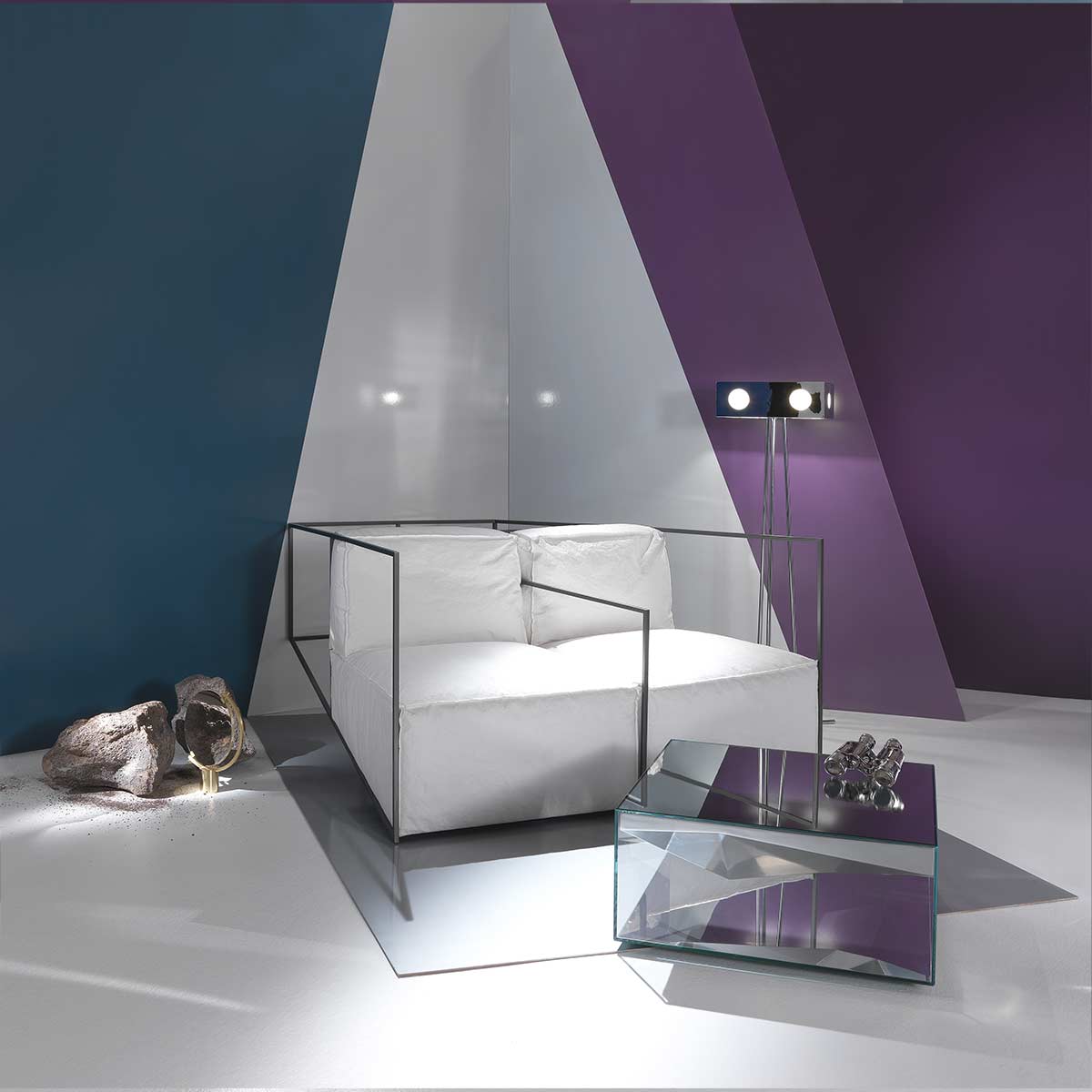 IXORB 2-Seater Sofa – Graphite Metal Structure by Alessandro Zambelli