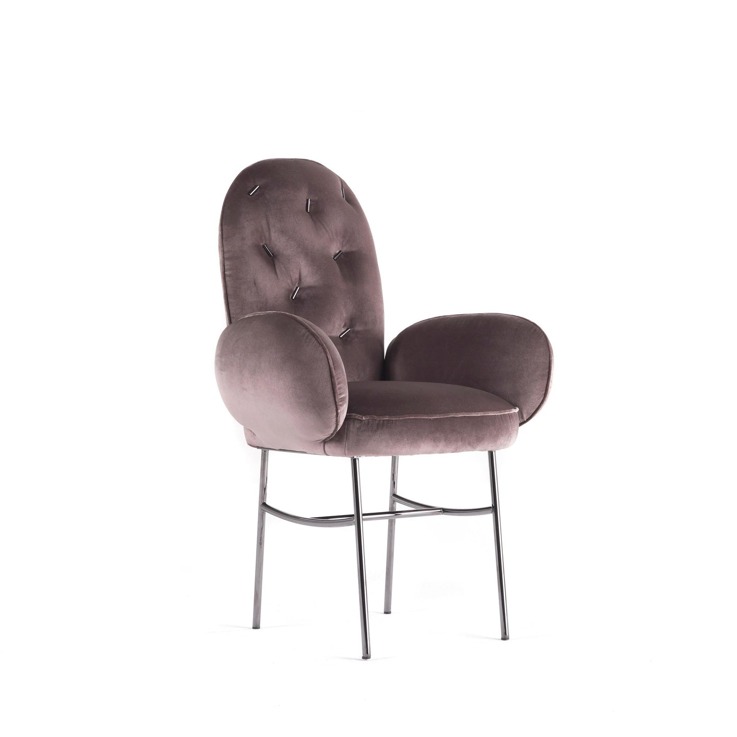 Ttemic Armchair by Matteo Cibic – Tufted Velvet and Chrome Statement Piece