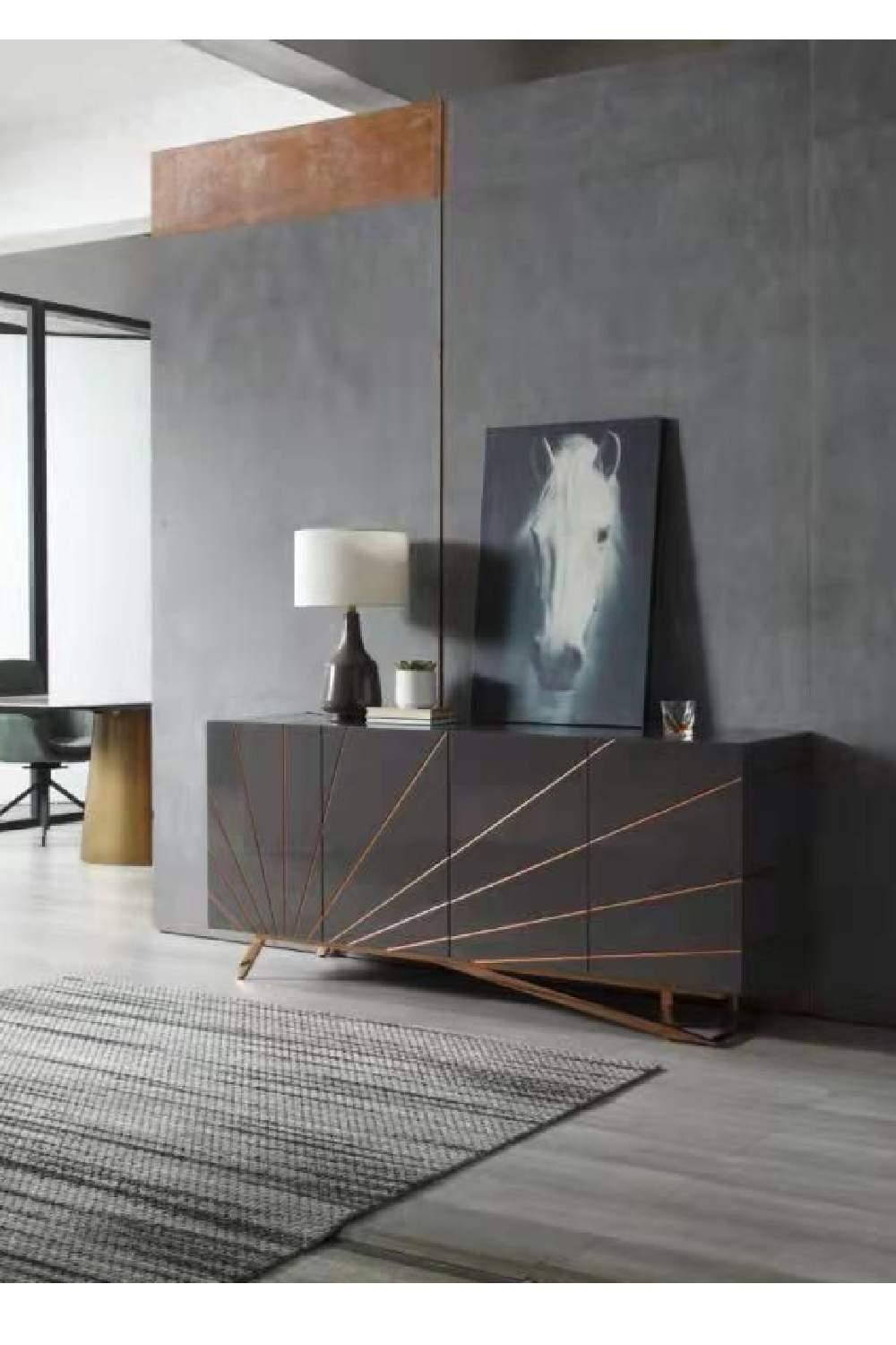 Luxury Grey 4-Door Sideboard European Style for Villa
