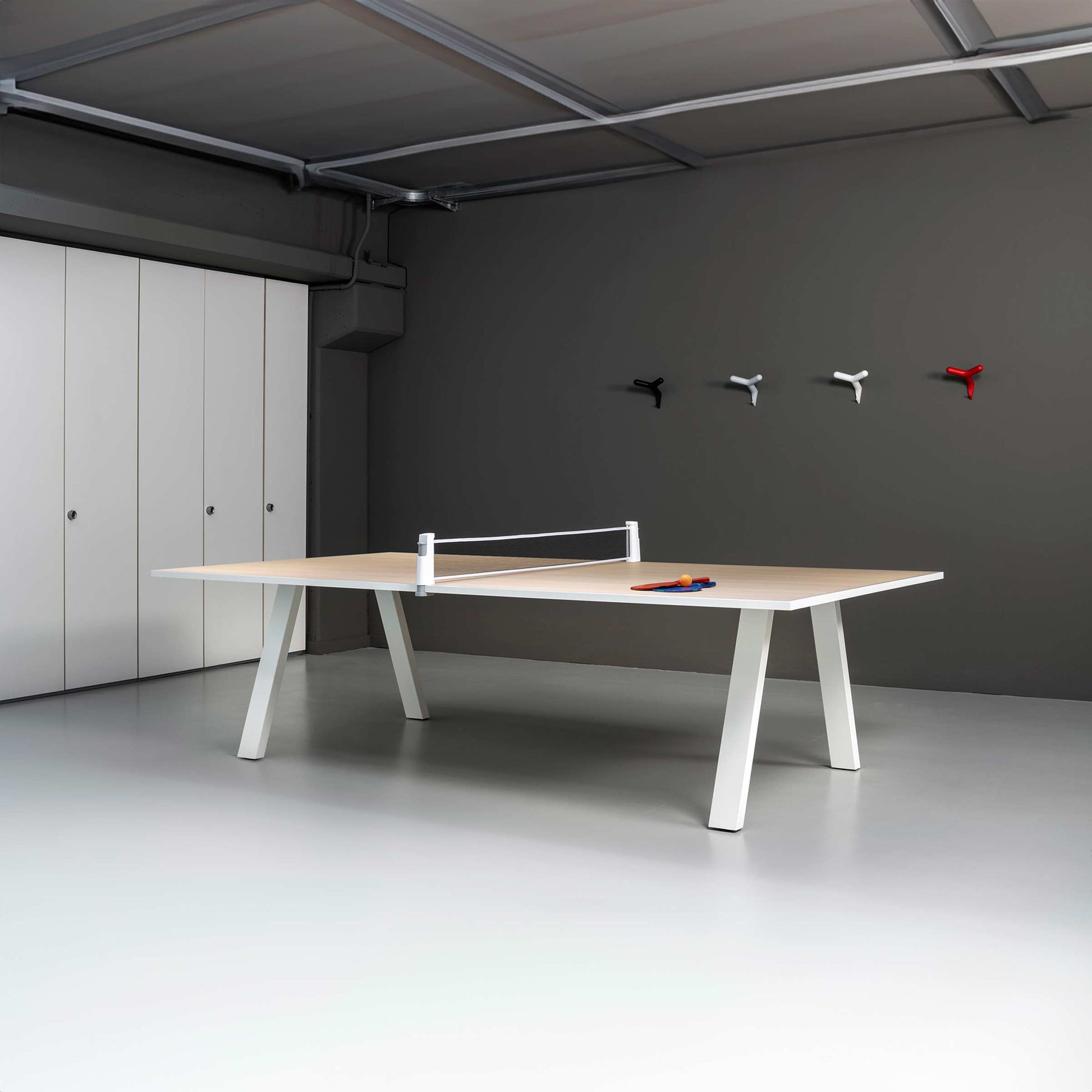 Convertible Table Tennis – Slim Leg White Metallic Statement Piece