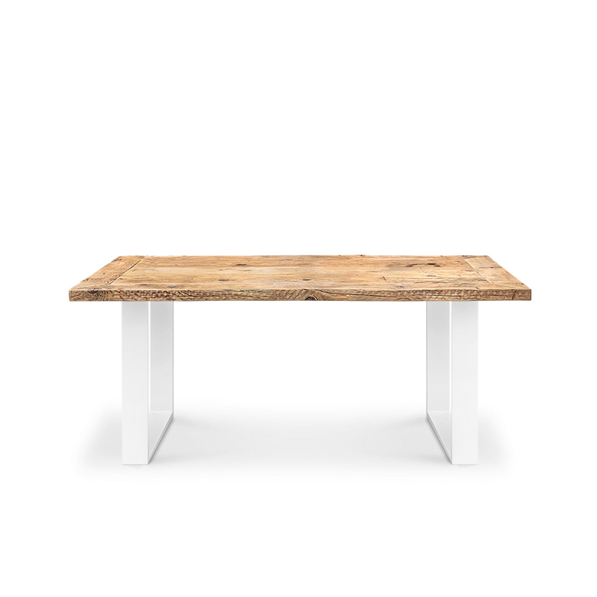 Reclaimed Wood Dining Table Six Seater – Contemporary Steel Statement Piece