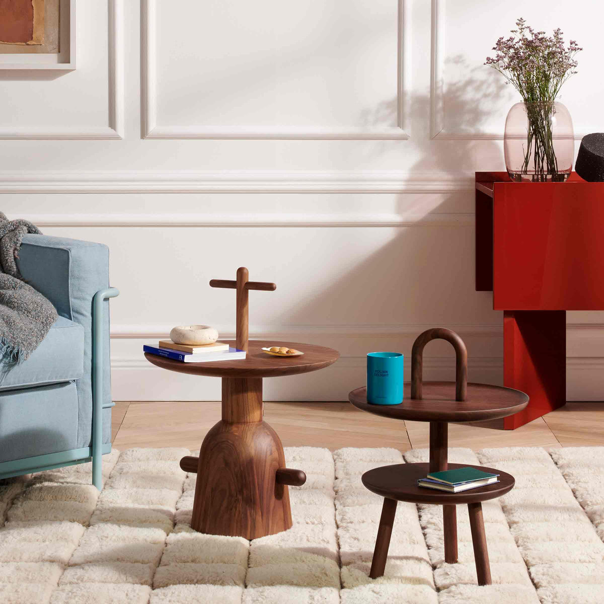 Luxury REACTION POETIQUE Wood Side Table Modern Italian Style for Villa