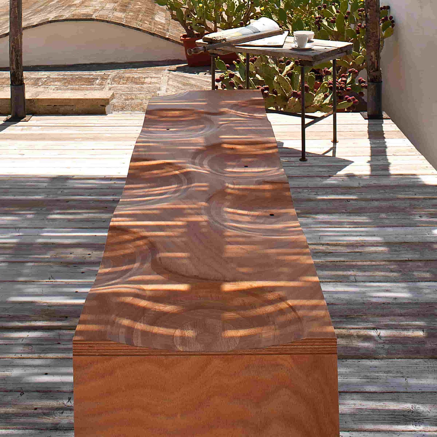 Ripples Outdoor Bench – Sculptural Okumé Plywood by Toyo Ito for Horm