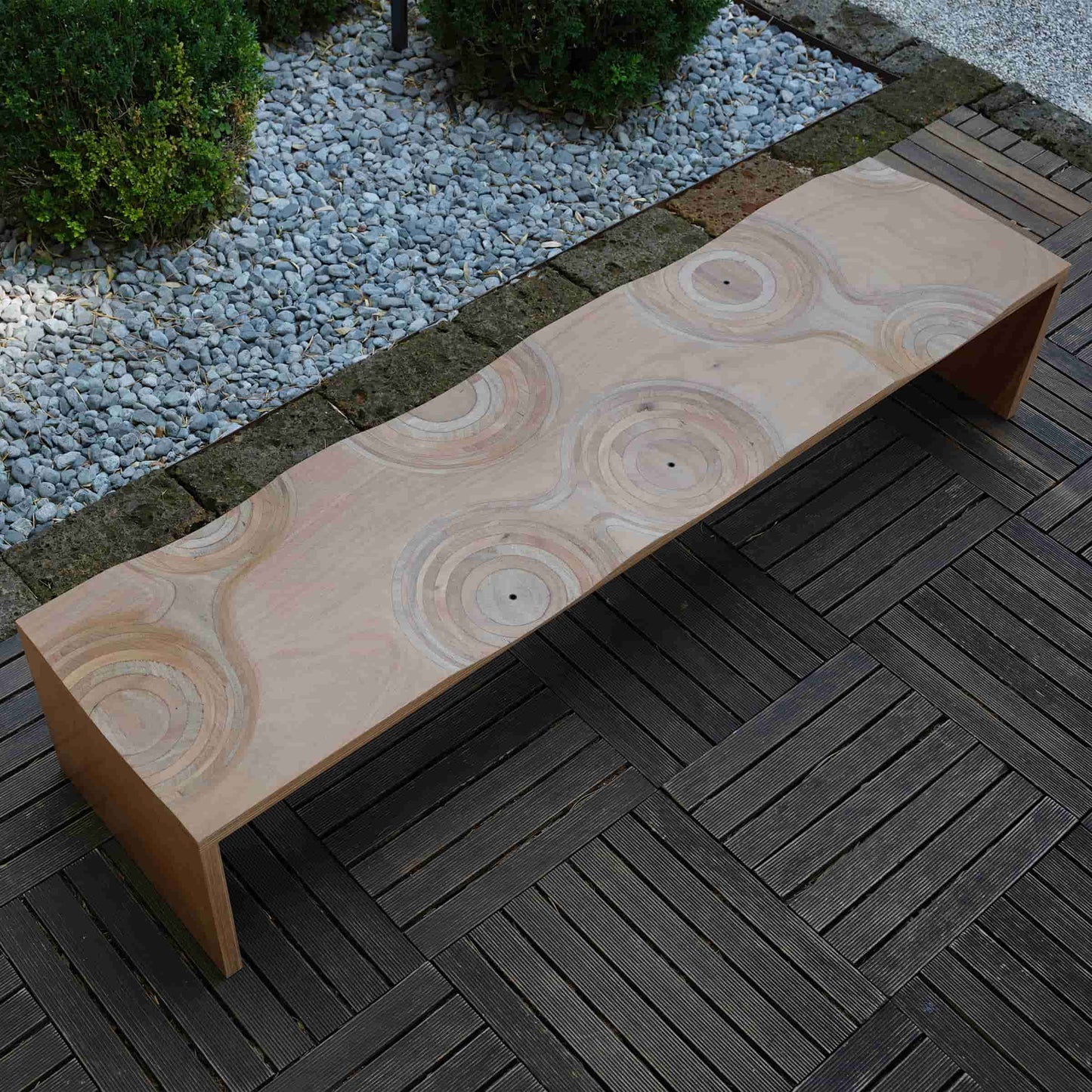 Ripples Outdoor Bench – Sculptural Okumé Plywood by Toyo Ito for Horm