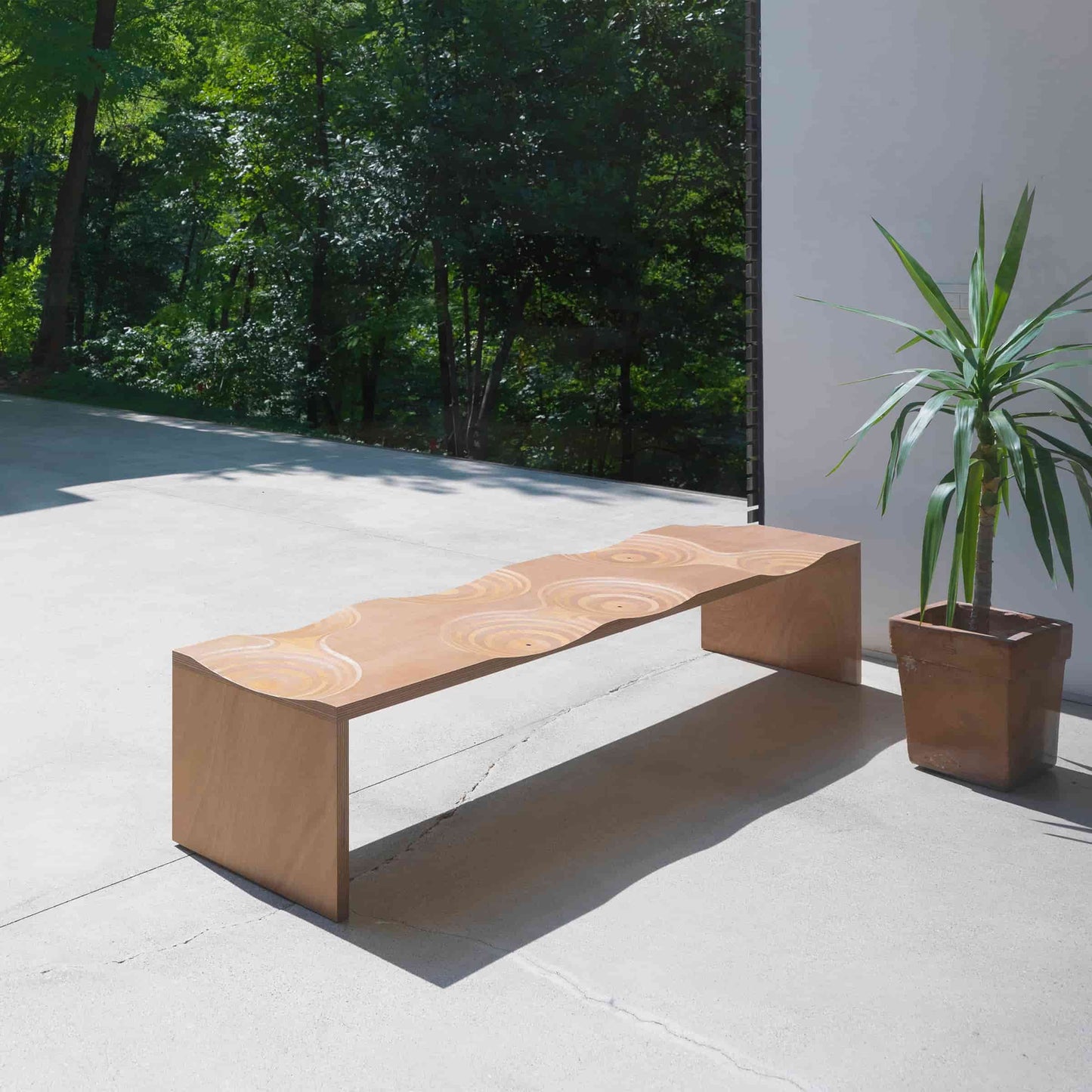 Ripples Outdoor Bench – Sculptural Okumé Plywood by Toyo Ito for Horm