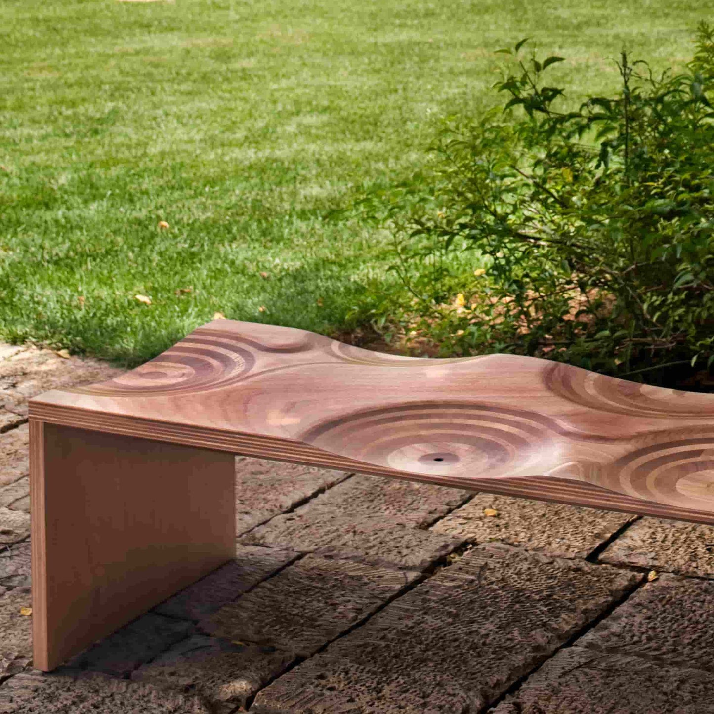 Ripples Outdoor Bench – Sculptural Okumé Plywood by Toyo Ito for Horm
