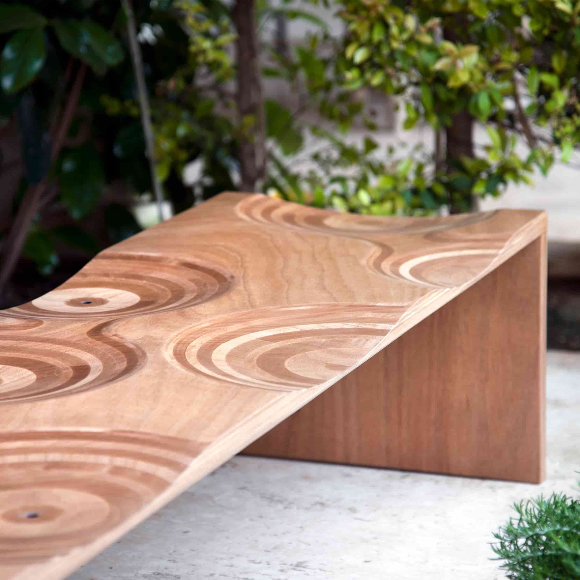 Ripples Outdoor Bench – Sculptural Okumé Plywood by Toyo Ito for Horm