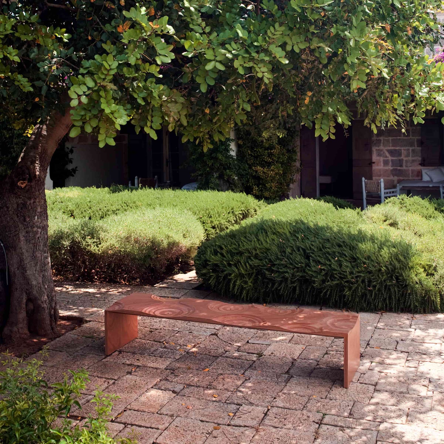 Ripples Outdoor Bench – Sculptural Okumé Plywood by Toyo Ito for Horm