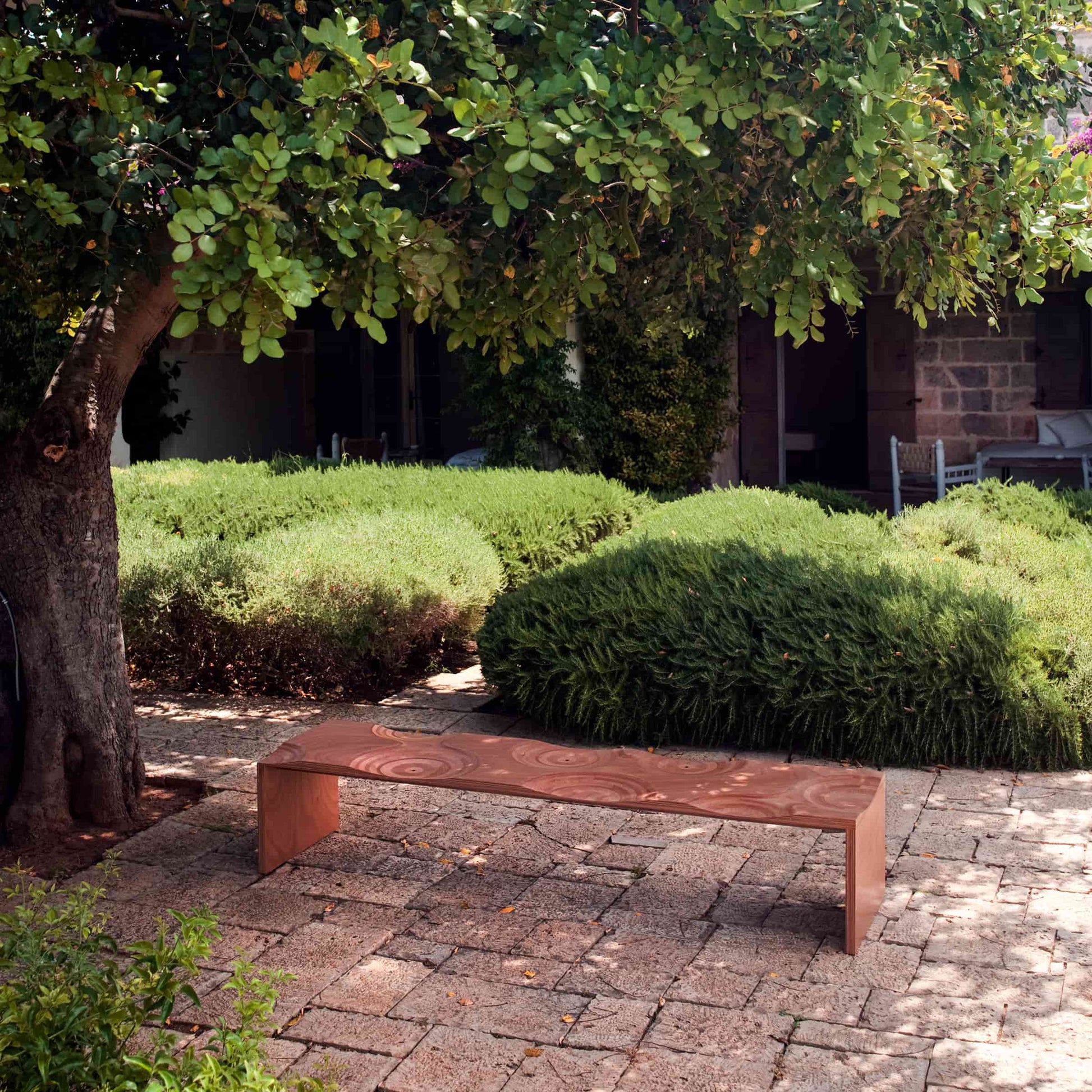 Ripples Outdoor Bench – Sculptural Okumé Plywood by Toyo Ito for Horm