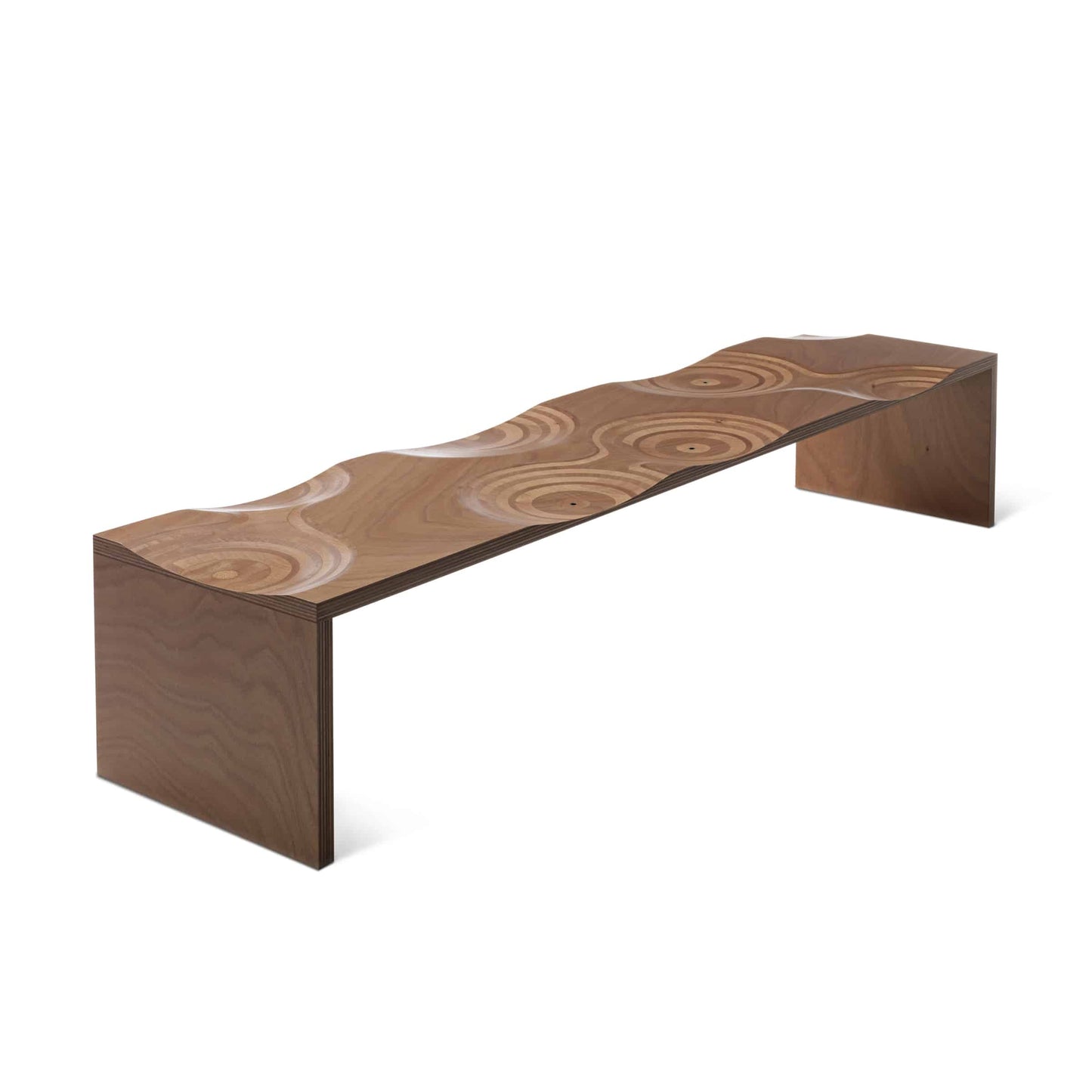 Ripples Outdoor Bench – Sculptural Okumé Plywood by Toyo Ito for Horm