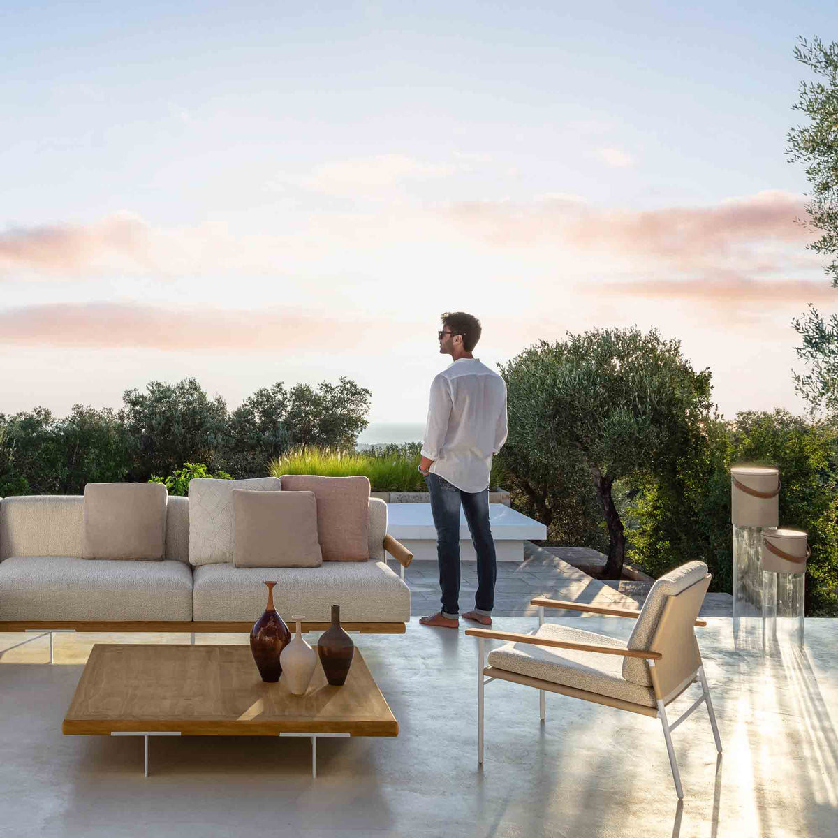 Luxury ALLURE Wood Outdoor Coffee Table Modern Italian Style for Villa