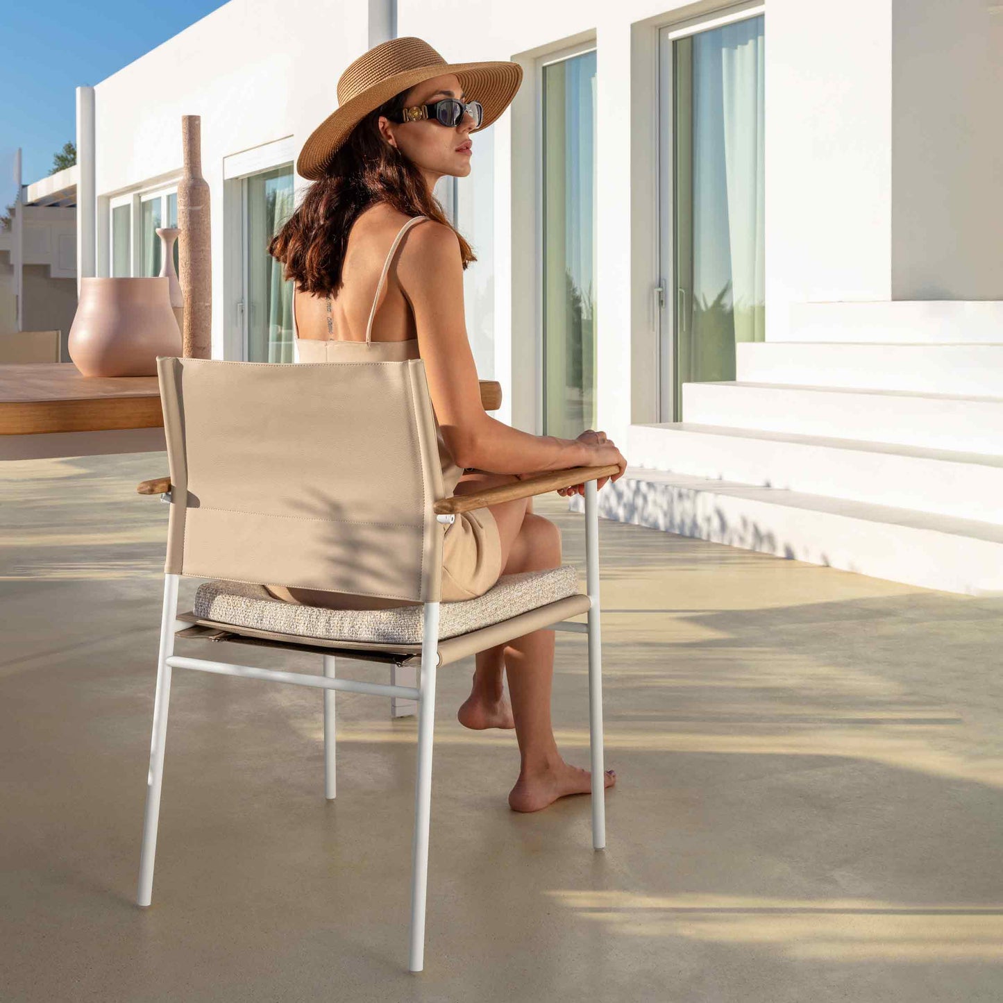 Talenti Allure Outdoor Dining Chair – Faux Leather & Steel Italian Designer Piece