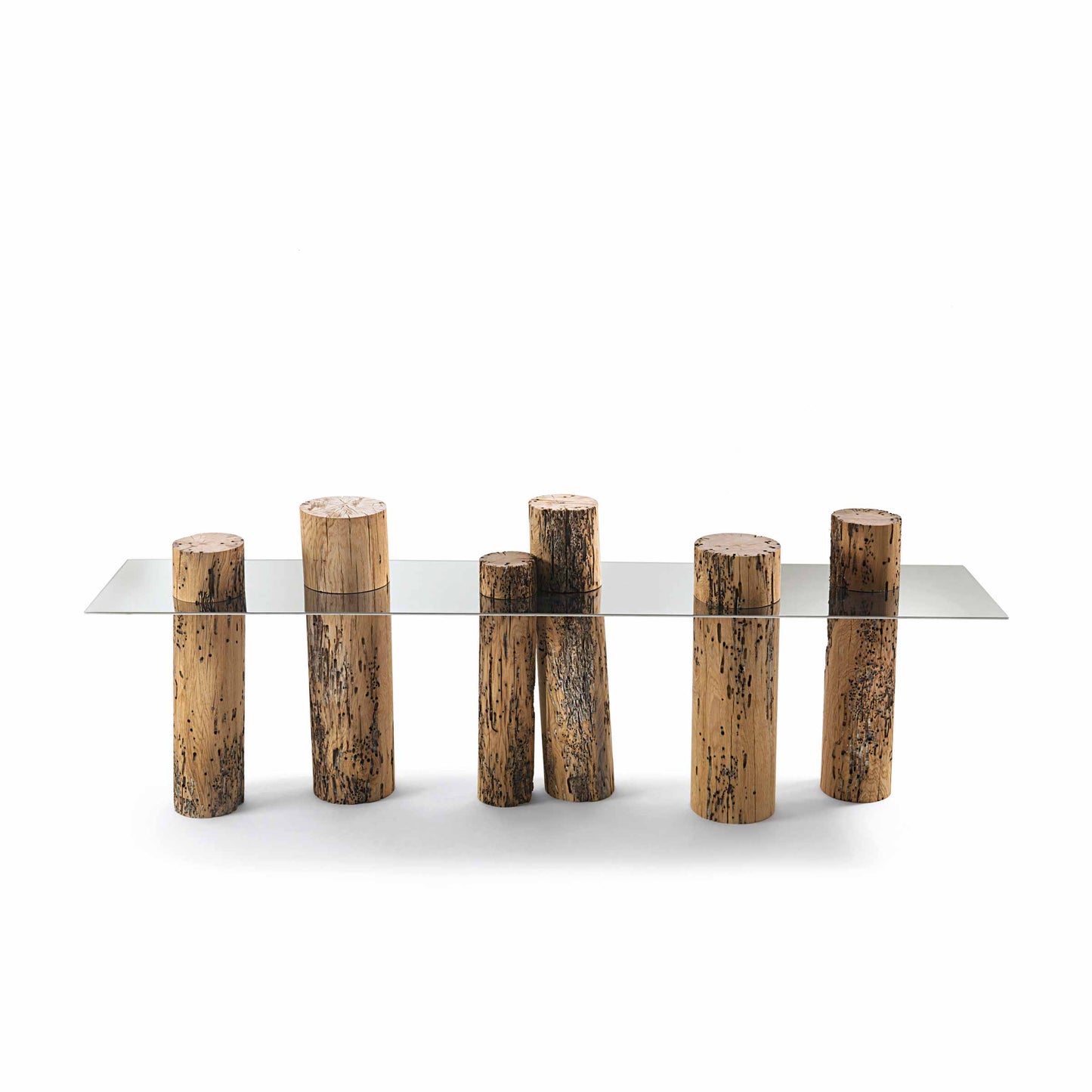 Venice Console Table – Briccola Wood and Polished Steel by Riva 1920