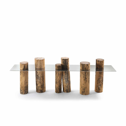 Venice Console Table – Briccola Wood and Polished Steel by Riva 1920