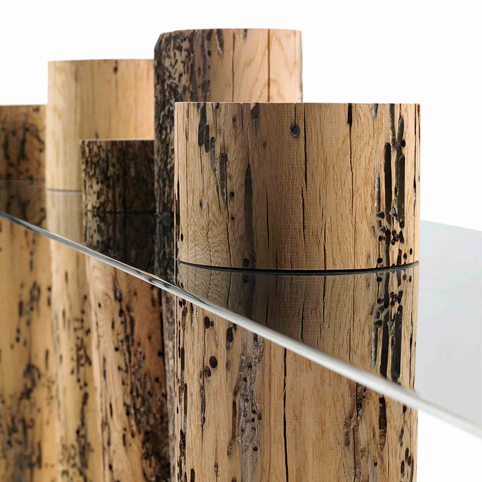Venice Console Table – Briccola Wood and Polished Steel by Riva 1920