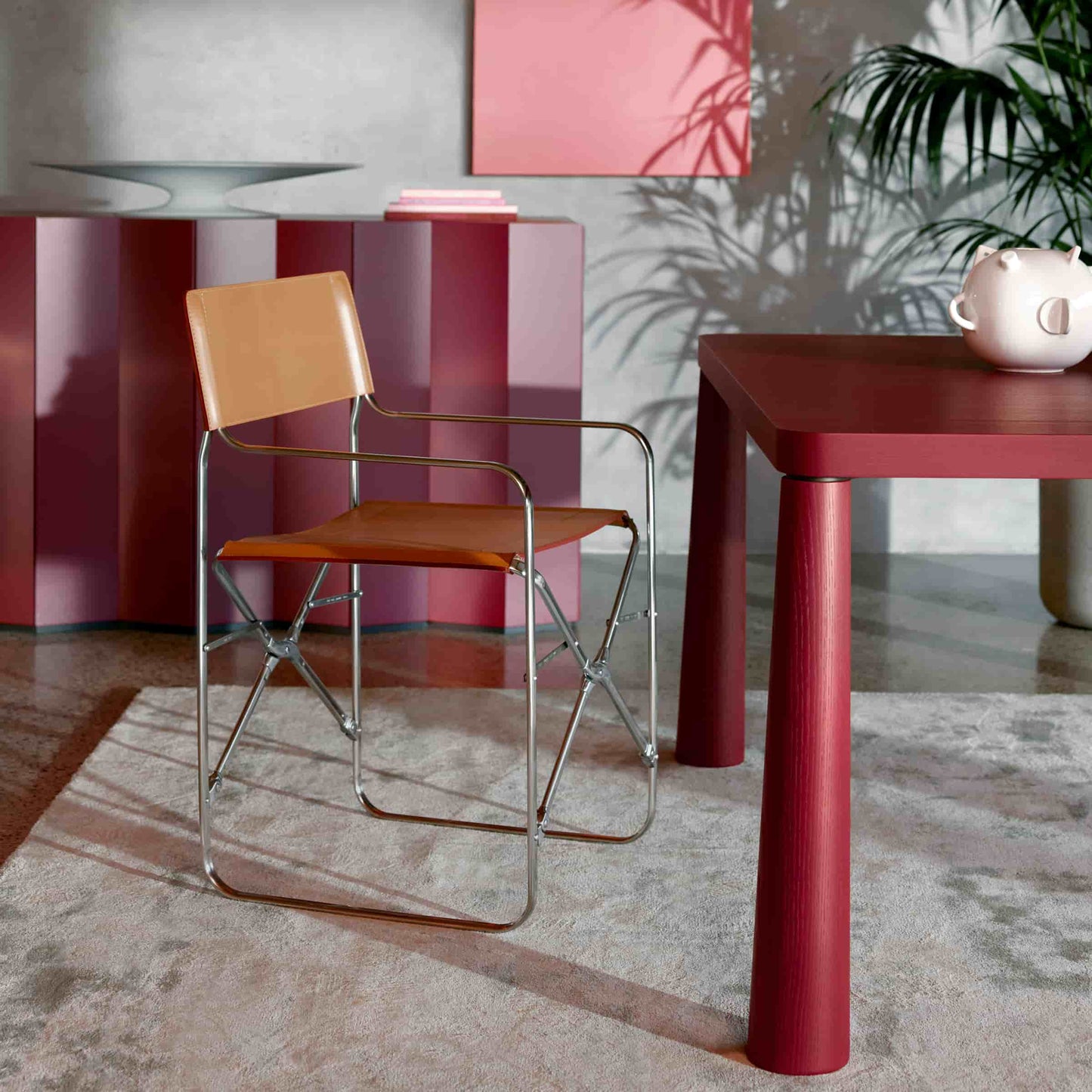 Italian Designer Dining Table – Honeycomb Wood Top with Stained Ash Legs
