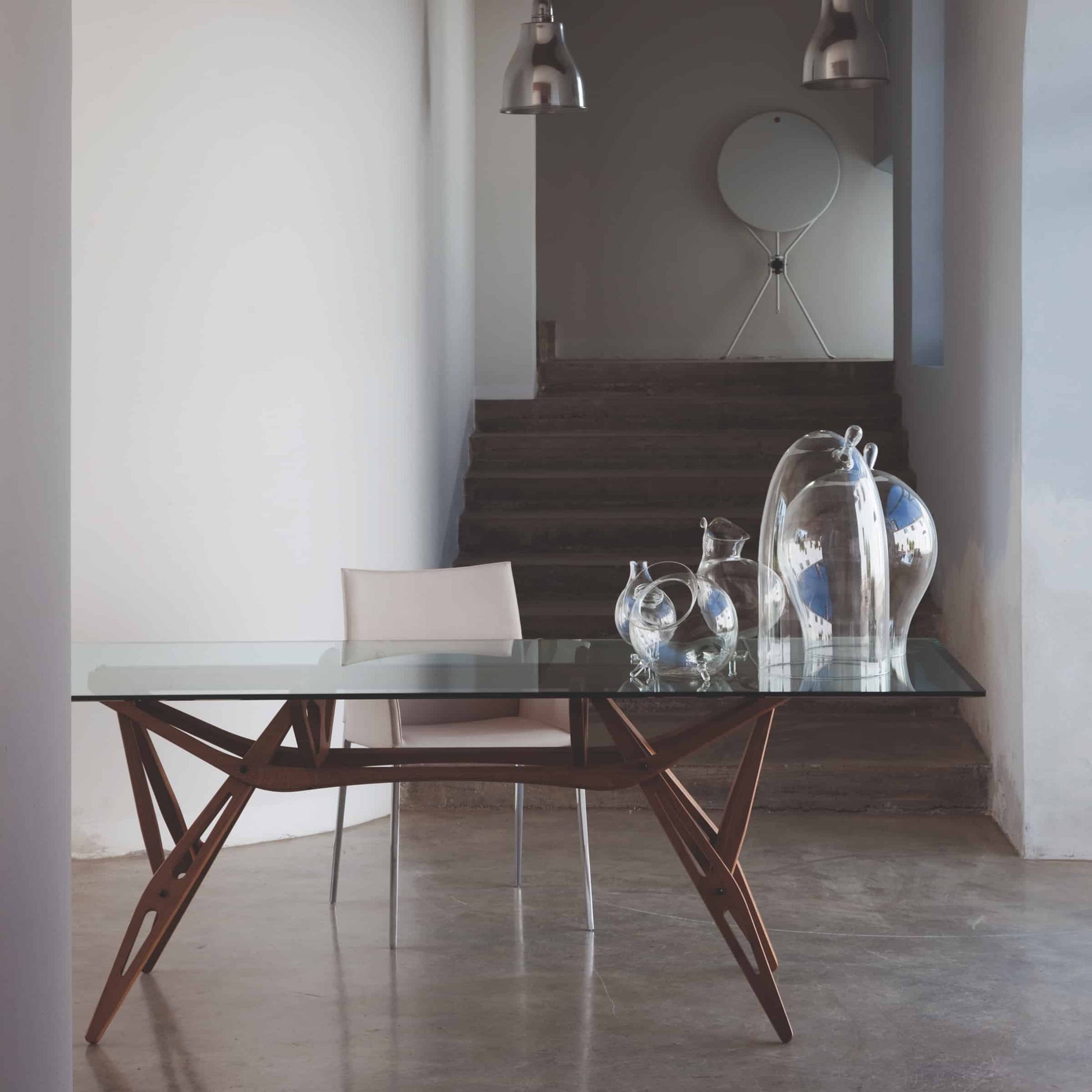 Reale Dining Table – Sculptural Glass and Oak Statement Piece