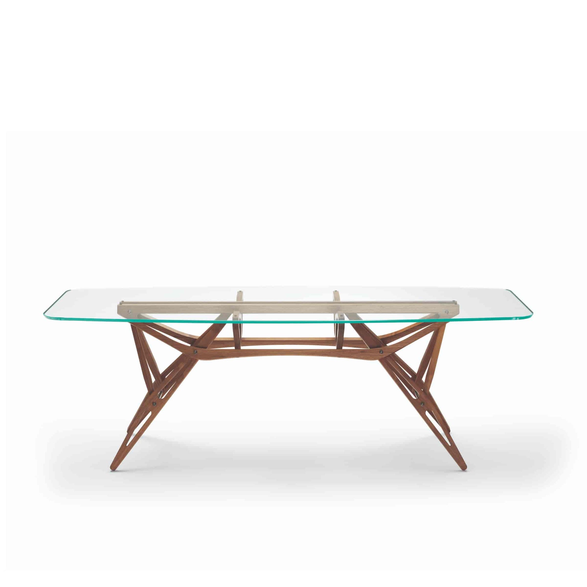 Italian Designer Dining Table – Organic Wood Frame with Glass Top