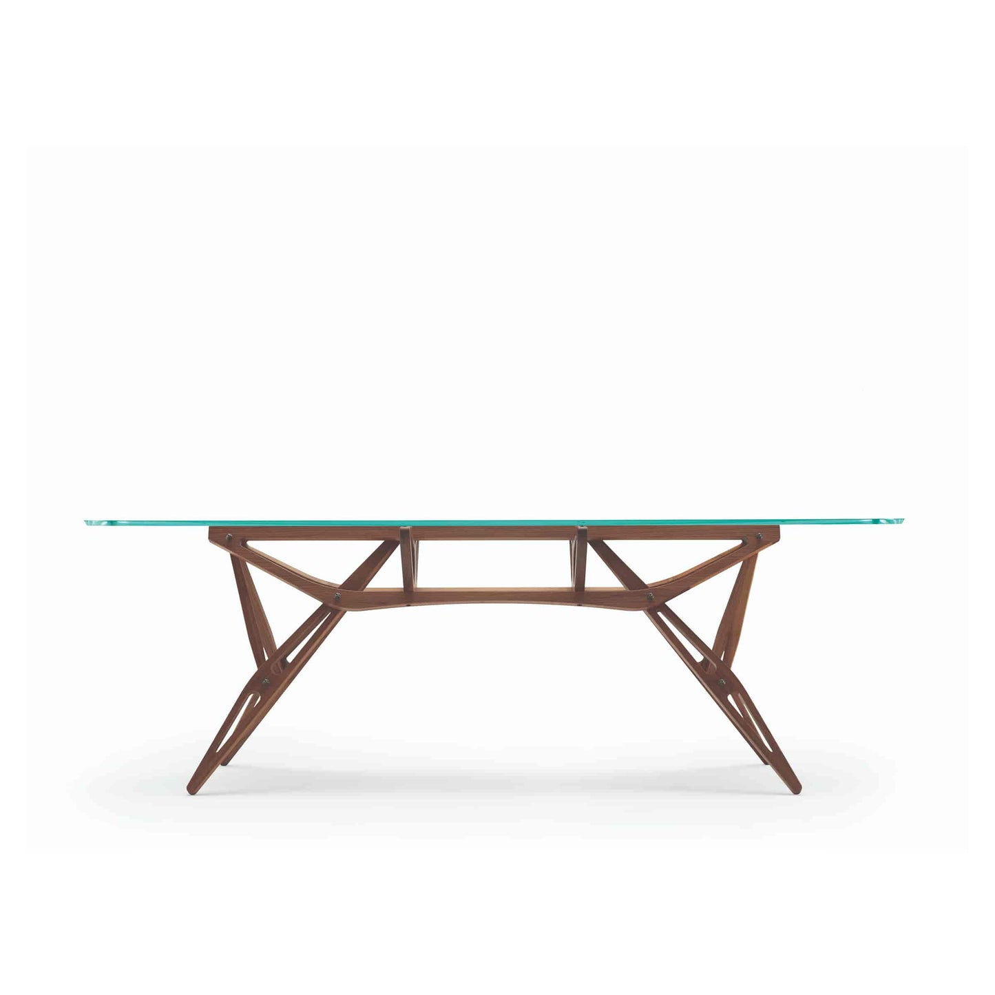 Italian Designer Dining Table – Organic Wood Structure with Glass Top