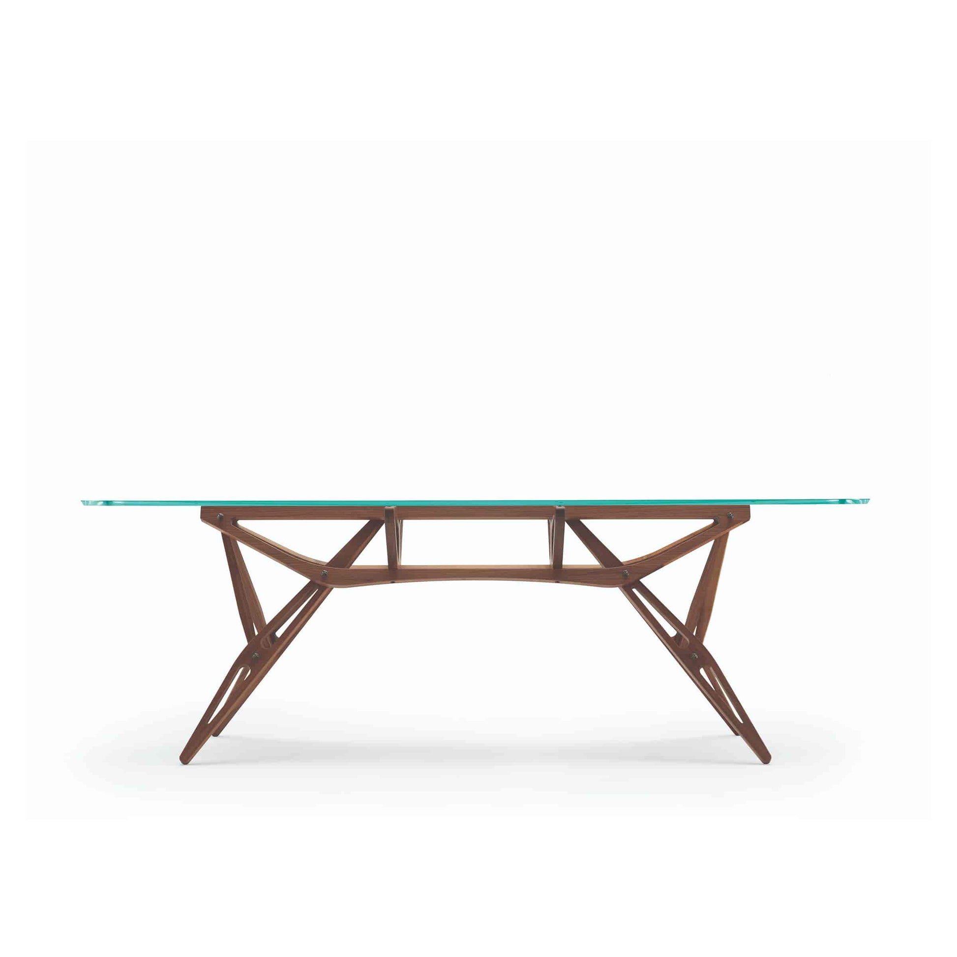 Italian Designer Dining Table – Organic Wood Frame with Glass Top