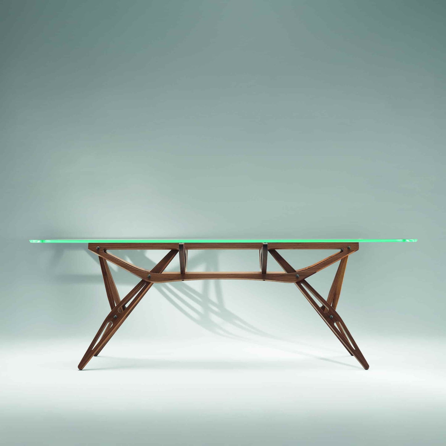 Italian Designer Dining Table – Organic Wood Frame with Glass Top