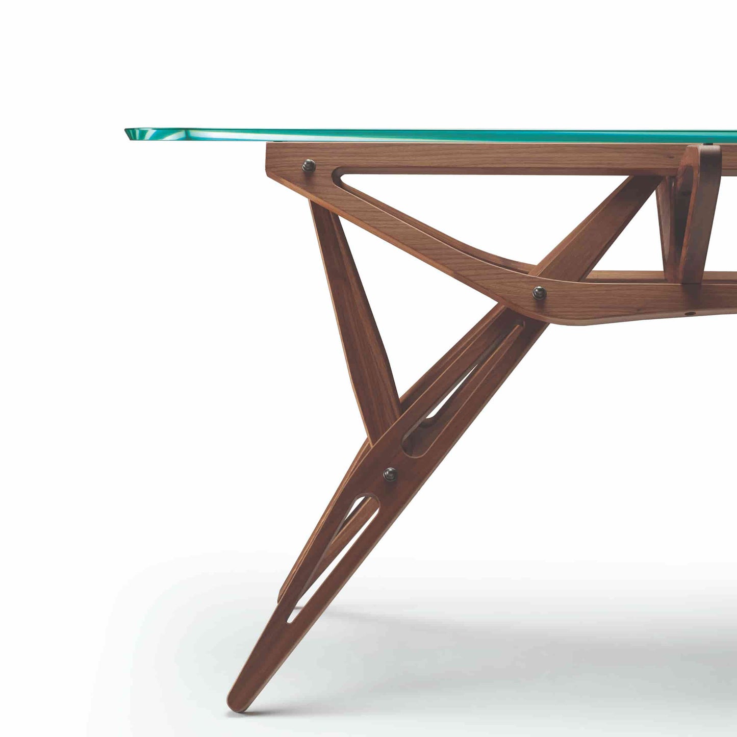 Italian Designer Dining Table – Organic Wood Structure with Glass Top