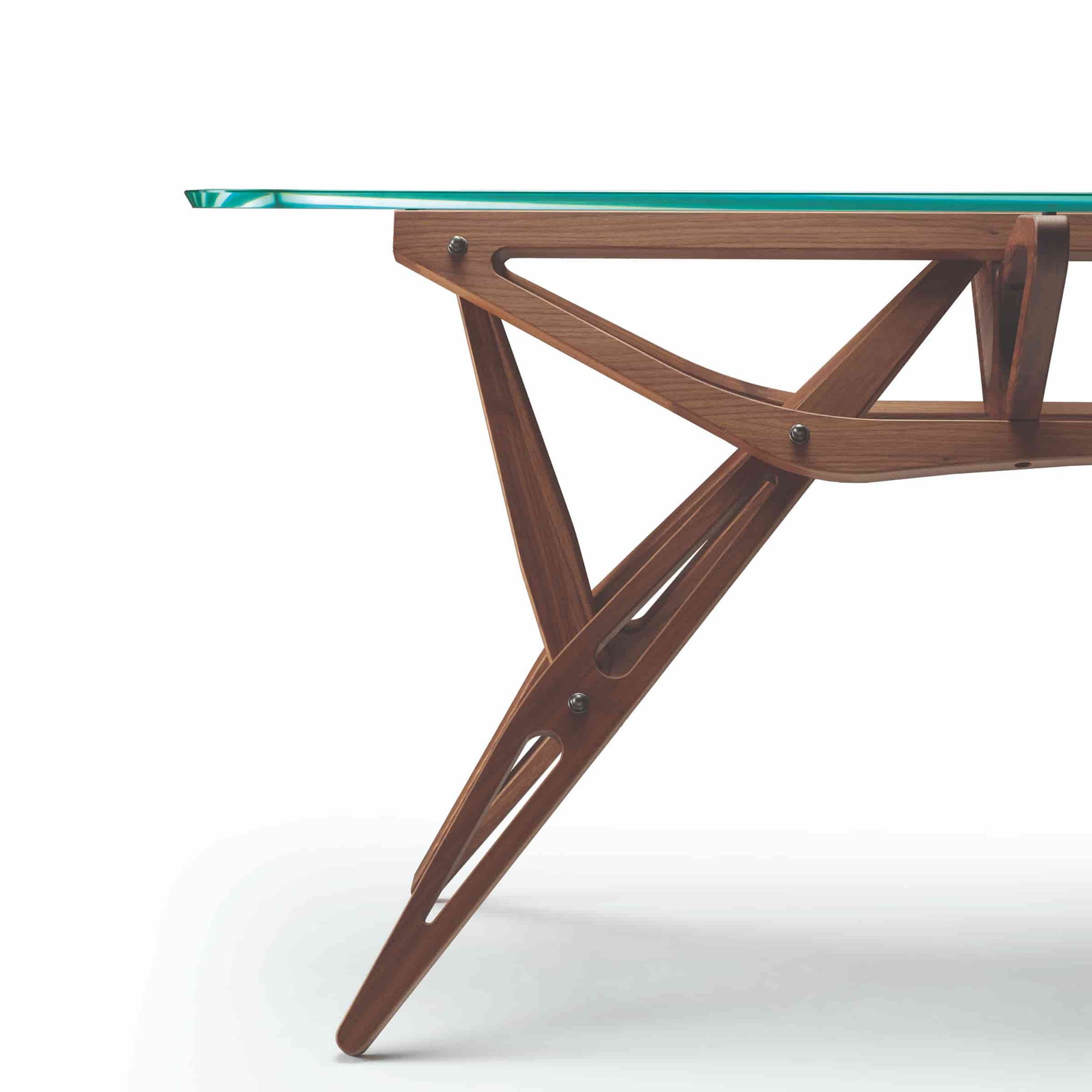 Italian Designer Dining Table – Organic Wood Frame with Glass Top