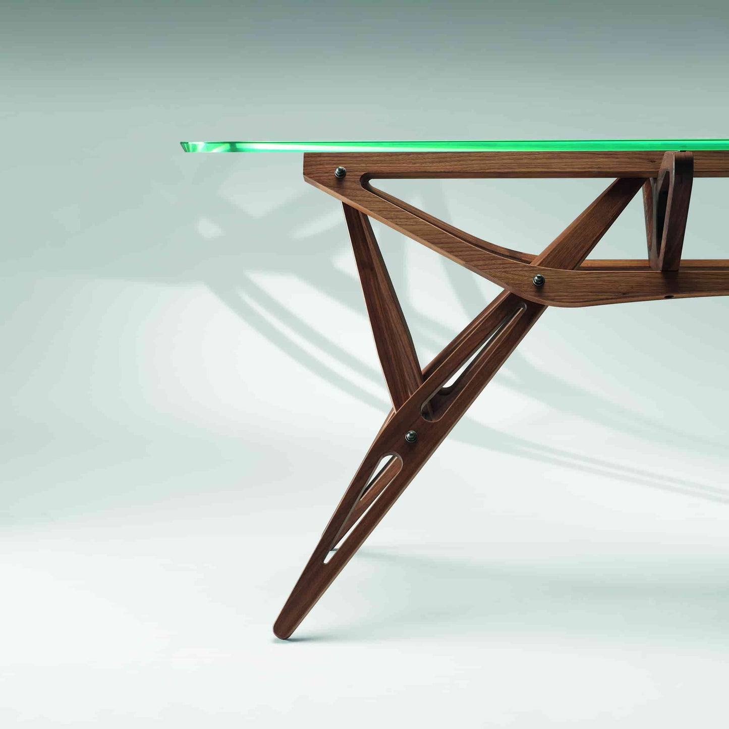 Italian Designer Dining Table – Organic Wood Structure with Glass Top