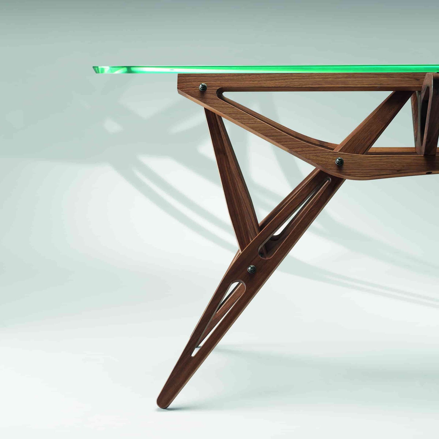 Italian Designer Dining Table – Organic Wood Frame with Glass Top